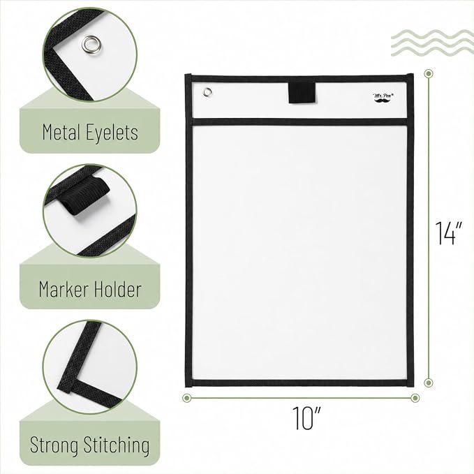 Mr. Pen- Large Reusable Dry Erase Pockets, 24 Pack, Classroom Supplies - Image 3