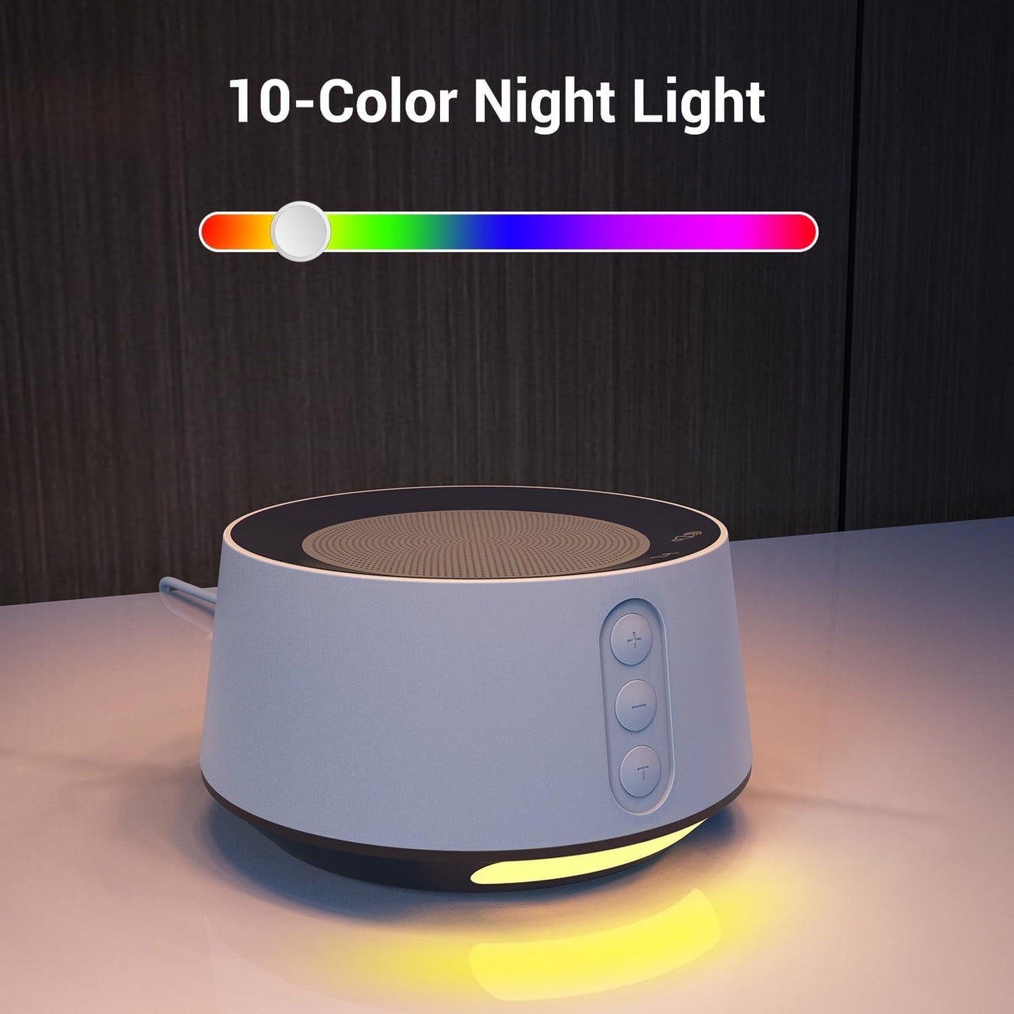 BGOVERSS White Noise Sound Machine with 20 Soothing Sounds, 10 Colors Night Light Sleep Machines Home Office Travel, 5 Timers and Memory Feature Sound Machine for Nursery Baby Kids Adults (Black)
