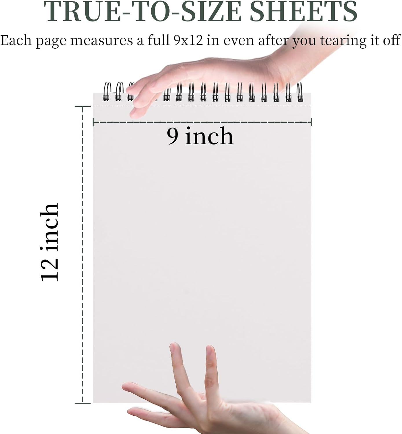 SuFly 9"x12" Drawing Paper, Pack of 2, 100 Sheets Each, Top Spiral Sketch Pad, 68lb/100gsm, White.