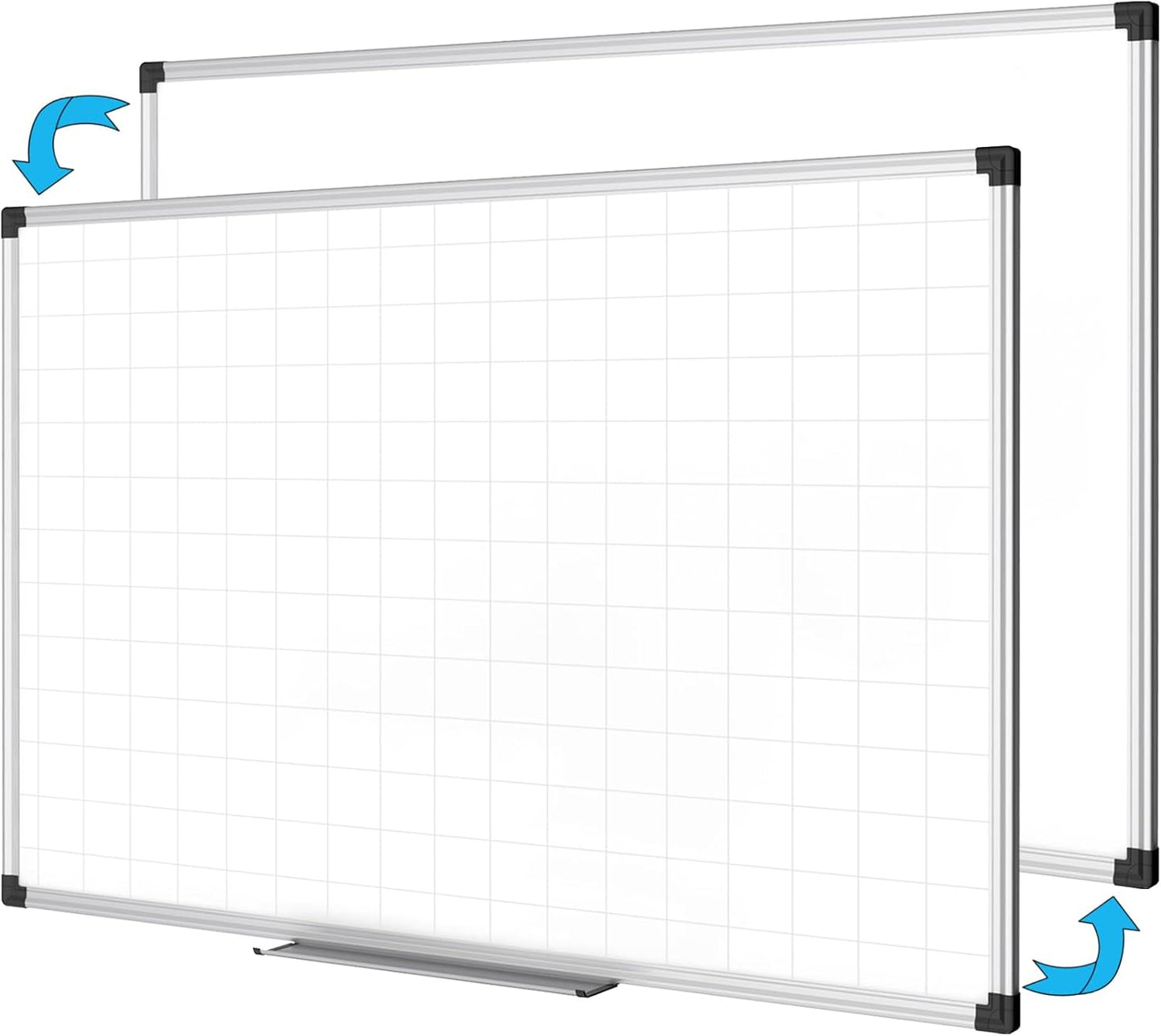 XBoard Magnetic Dry Erase Whiteboard with Lines 36 x 24 Inch, 3' x 2' Double Sided Hanging White Board Planner for Wall | Grid Lined White Board + Message Presentation Board
