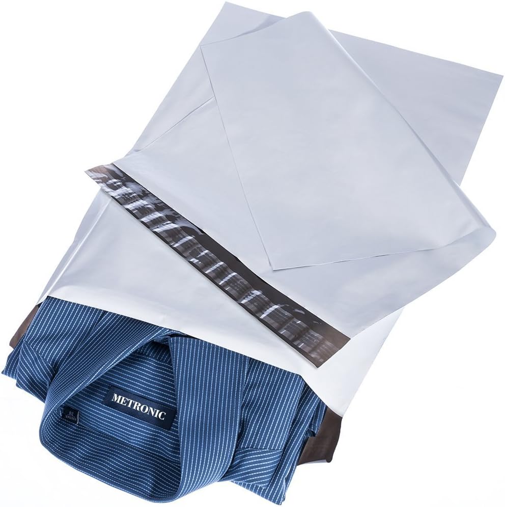 Metronic 100 Pcs 9x12" White Poly Mailer Envelopes Shipping Bags with Self Adhesive, Waterproof and Tear-Proof Postal Bags (White)