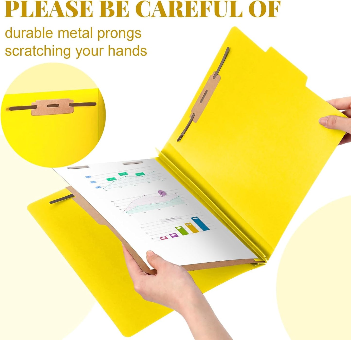 72 Pcs Classification Folders Letter Size, 1 Divider Pressboard File Folder with Fasteners, Expanding File Organizer Bulk for Teachers, Clergy, Office, Church, Christmas Donations (Yellow)