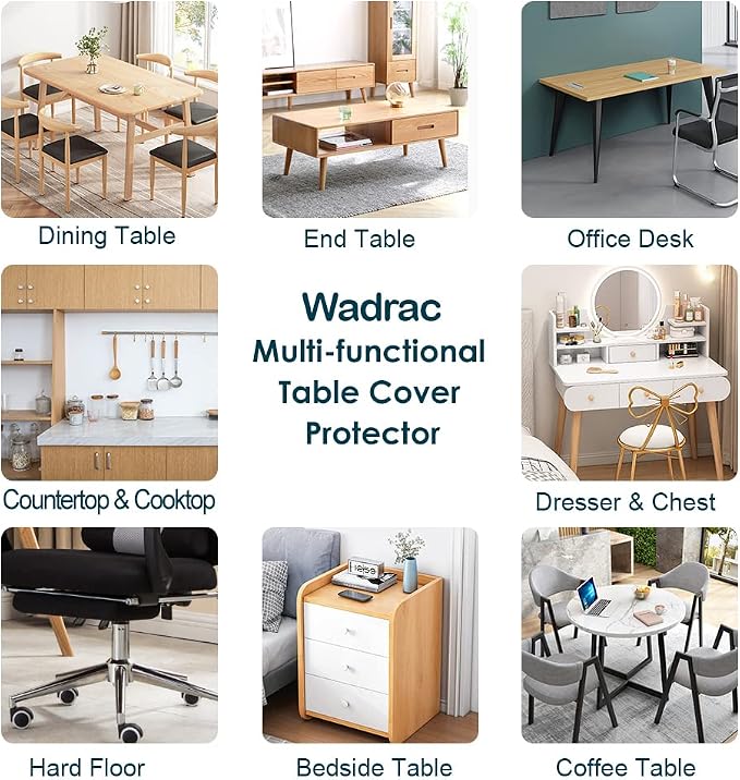 Wadrac Multisize Plastic Clear Table Cover Protector-1.5mm Thick 40x76 in - Image 6