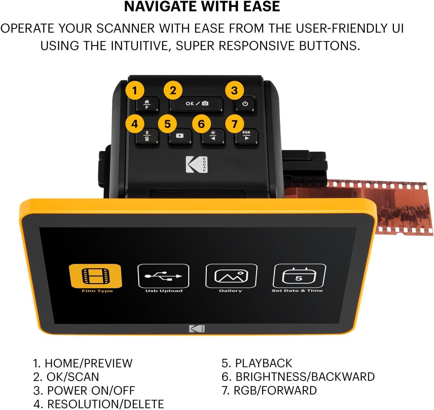 Kodak Slide N Scan Max Digital Film Slide Scanner, Black/Yellow (RODFS70)
