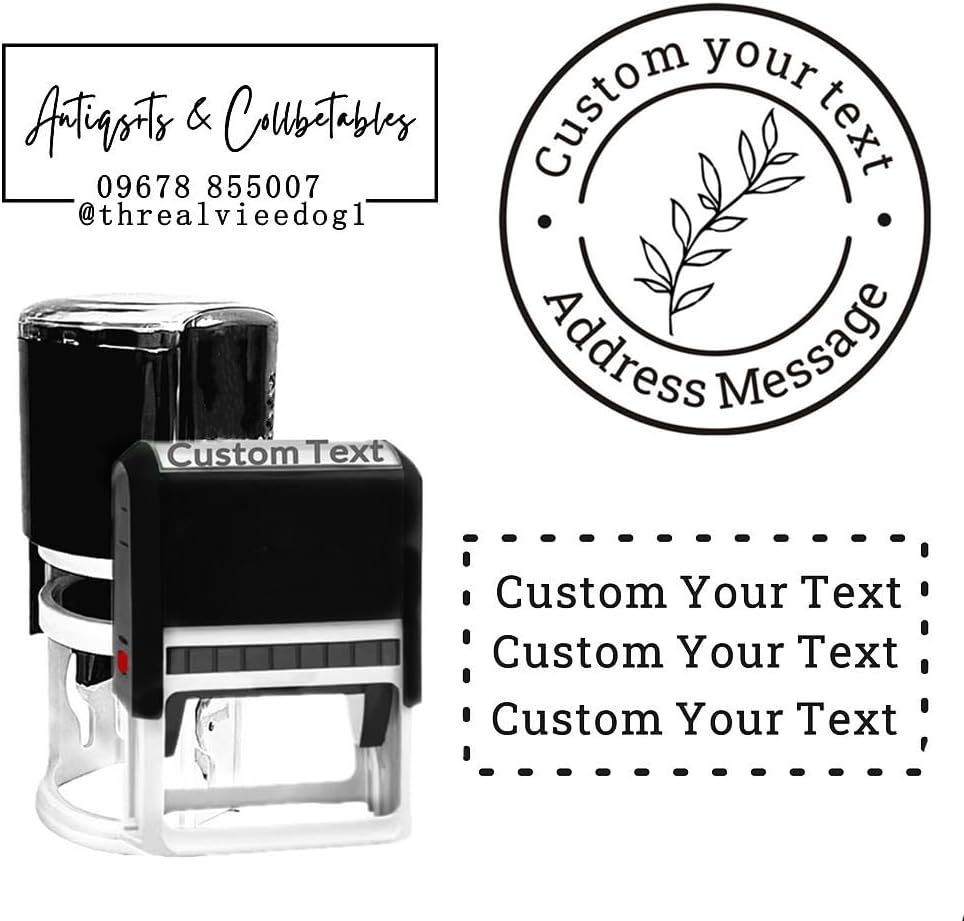 Multi-Size Custom Stamps Self Inking Personalized Logo Name Image Return Address Rubber Stamps for Office Business Personal Use(Rectangle-1.2x1.8inch)