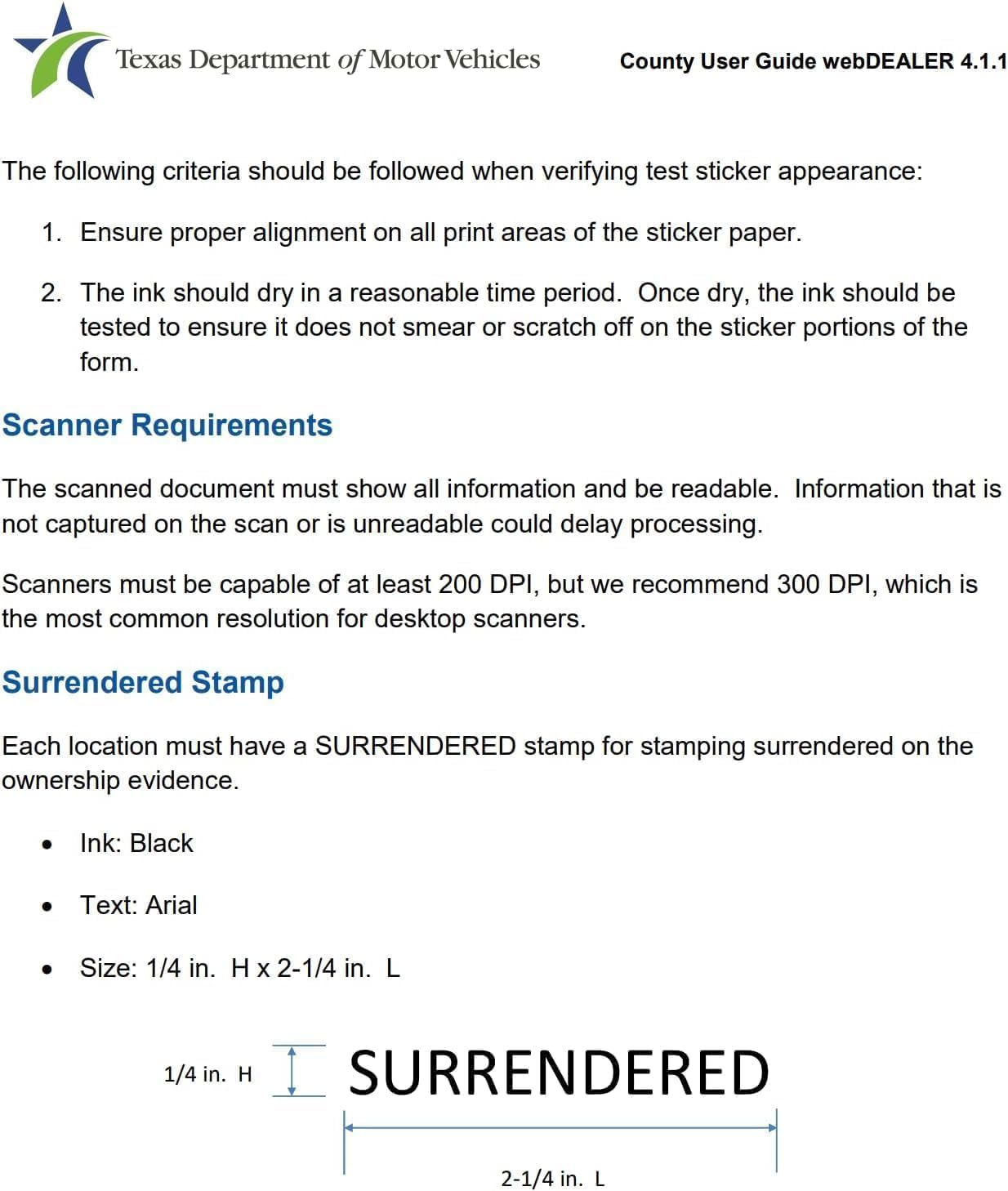 Surrendered Self Inking Stamp + Replacement Pad - TxDMV Compliant - Required for webDEALER Program - Professional Self-Inking Stamp