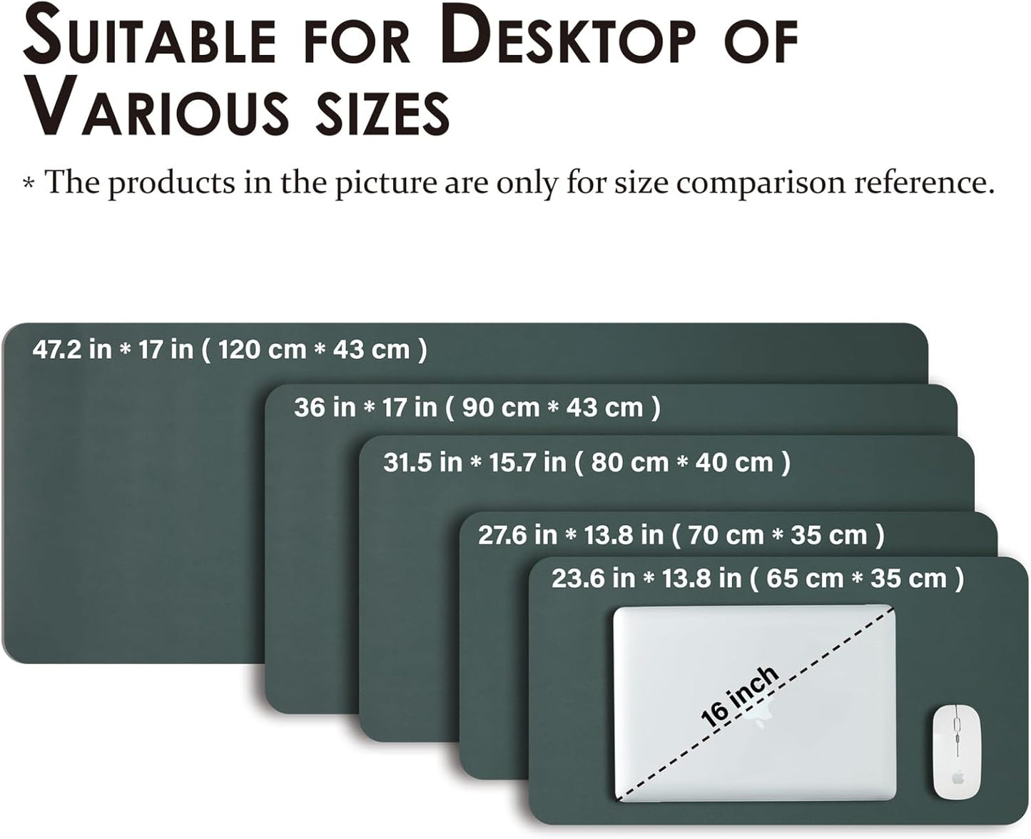 Leather Desk Mat - Non-Slip PU Desk Pad for Office and Home - Desk Organization and Accessories - Ideal for Large Mouse Pad and Desk Mats on Top of Desks (Dark Green,31.5"x 15.7")
