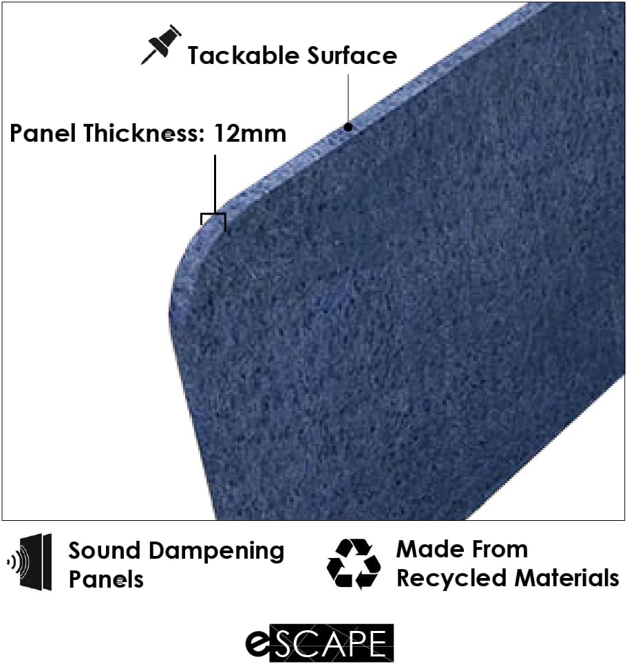 Freestanding Acoustic Desk Divider with Mount | Eco-Friendly Privacy Screen Panel | Noise Reducing Desk Partition | Tackboard Option & Easy to Install | Made from Recycled Plastic | Green - 18" X 47"