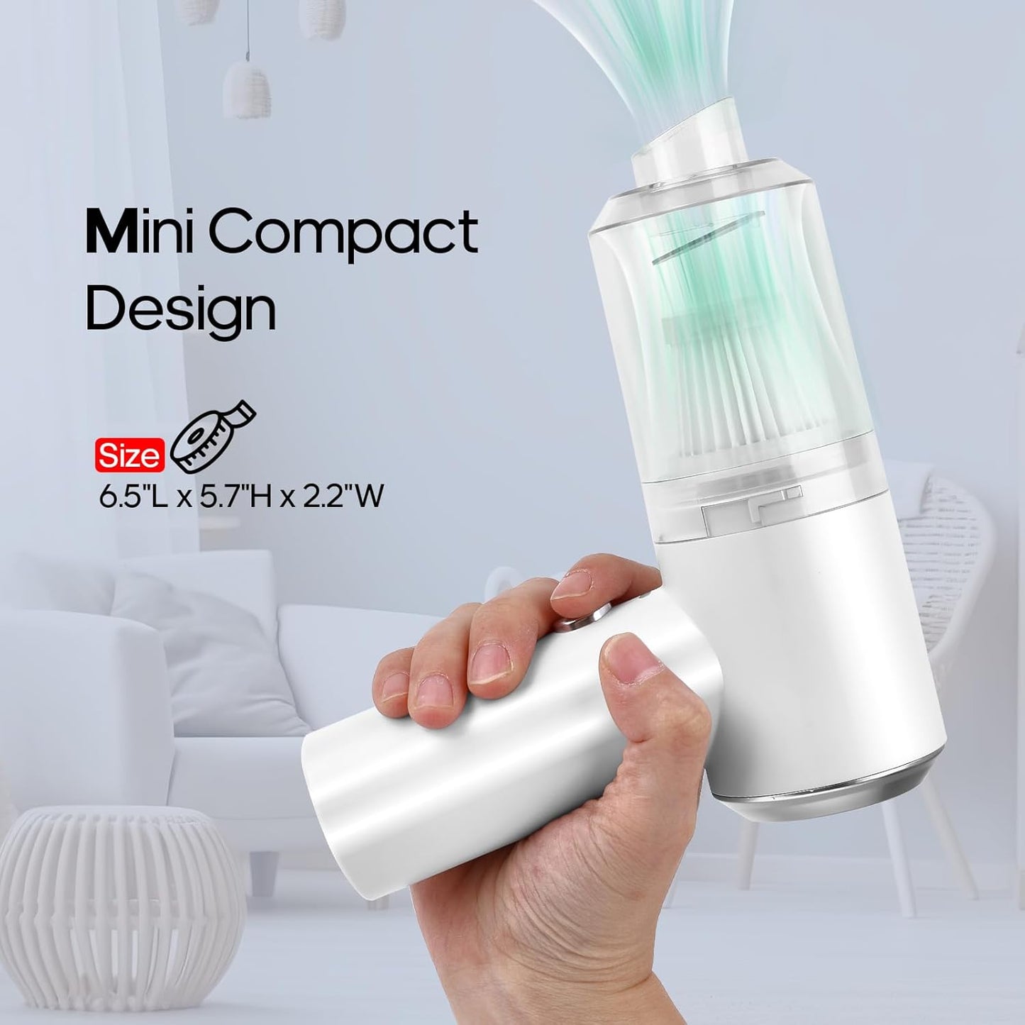Mini Car Vacuum Cleaner(4500 pa) Portable Cordless Rechargeable,Tiny Handheld Vacuum, Computer Hand Vacuum for Keyboard and Laptop, Mini Hand Held Vac for Car and Home /V01/White