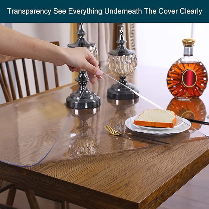 Wadrac Multisize Plastic Clear Table Cover Protector-1.5mm Thick 36x68 inch - Image 4