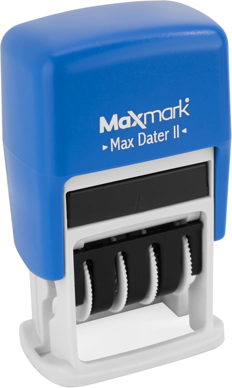 MaxMark Self-Inking Rubber Date Office Stamp with E-MAILED Phrase & Date - Blue Ink (Max Dater II), 12-Year Band