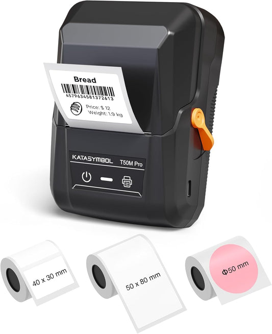 SUPVAN T50M Pro Bluetooth Label Maker Machine with 3 Tapes, Wide Waterproof Label, Versatile App with 40 Fonts and 450+ Icons, Inkless Labeler for Home, Kitchen, School, Office Organization, Black