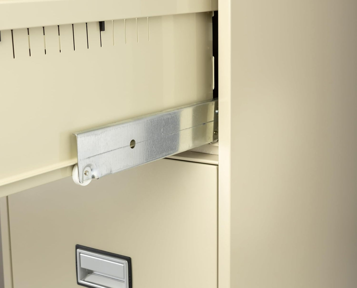 25 inch 2-Drawer Vertical Fireproof File Cabinet – Legal and Letter Size Filing – Key Lock – Water Resistant Seal – Fire and Impact Rated – Putty Finish – Model LGL2W25P