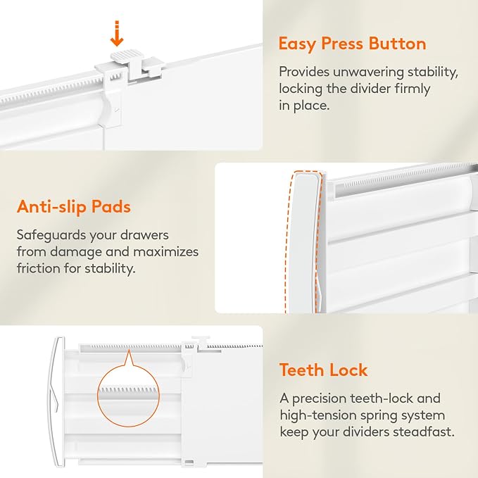 Lifewit 5" High 12 Pack Drawer Dividers, 11.5"-18.5" Adjustable Deep Drawer - Image 7