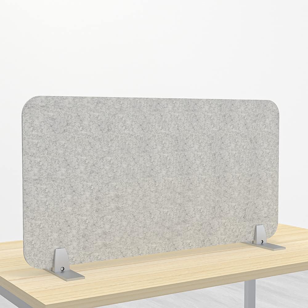 Freestanding Acoustic Desk Divider with Mount | Eco-Friendly Privacy Screen Panel | Noise Reducing Desk Partition | Tackboard Option & Easy to Install | Made from Recycled Plastic | White - 18" X 23"