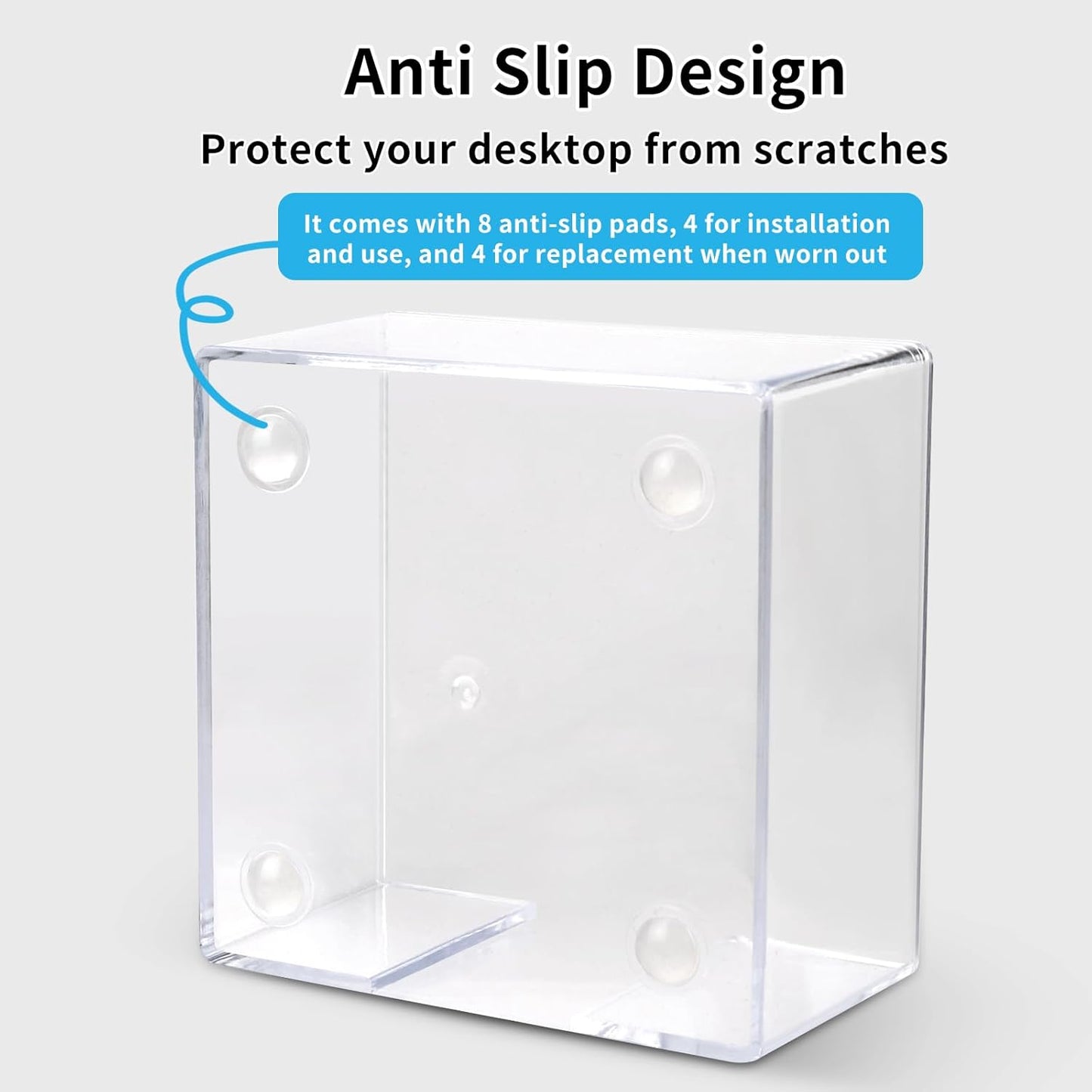 Acrylic Sticky Note Holder - 3 x 3 Inch Post It Note Holder, Crystal Clear Sticky Note Dispenser for Dorm Room Home and Office Acrylic Desk Organizer