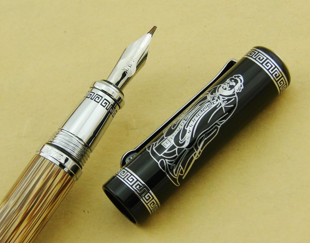 Lanxivi Duke 551 Confucius Fude Nib Fountain Pen Bent Nib Natural Bamboo Medium to Broad Art Handwriting Drawing Calligraphy Pen