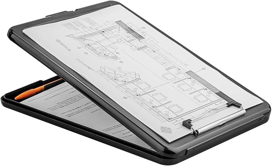 ZCZN Plastic A4 Form Storage Box Case, Clipboard Case, Bulk clipboard Set Suitable for School,Utility,Industrial Office, Medical Personnel,Black,24 Pack