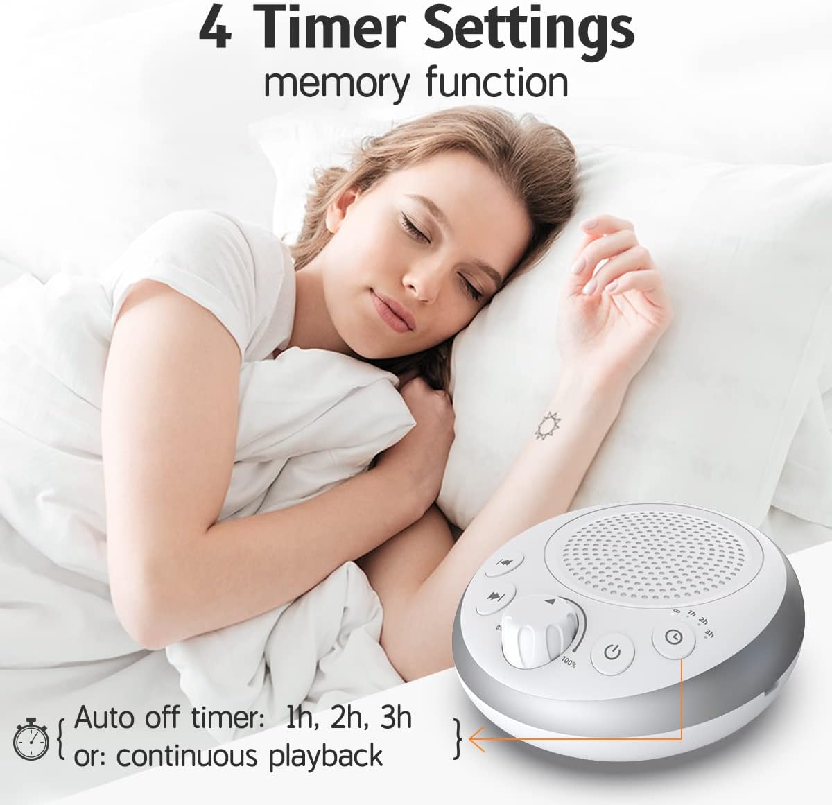 Loud Pink Noise Machine Sleep Machine Nostop 30 Soothing Sounds for Baby Kids Adults Sleep Pinknoise Machine 36-Level Vol Auto-Off Timer Memory Function for Home Travel Office