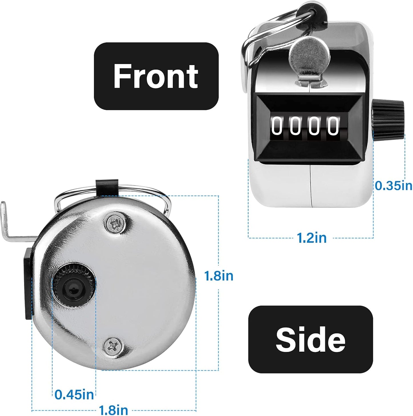 Tally Counter, 4-Digit Clicker Counter, Metal Hand Tally Counters Clicker Pitch Counter for Counting, Knitting, Coaching, Golf, Lap, Fishing