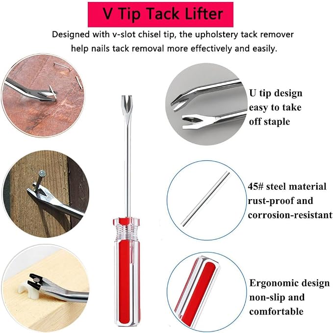 Upholstery Staple Remover Tack Puller Nail Remover Tool Set Nail Puller Plier - Image 4
