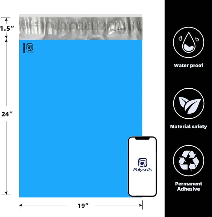 POLYSELLS 200 pcs 19x24 Inches Blue Poly Mailers Shipping Envelopes, Strong - Image 2