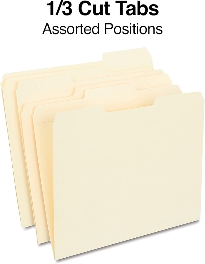 Staples File Folder, Letter Size, Reinforced 1/3‑Cut Tabs, Heavy‑Duty Paper - Image 3