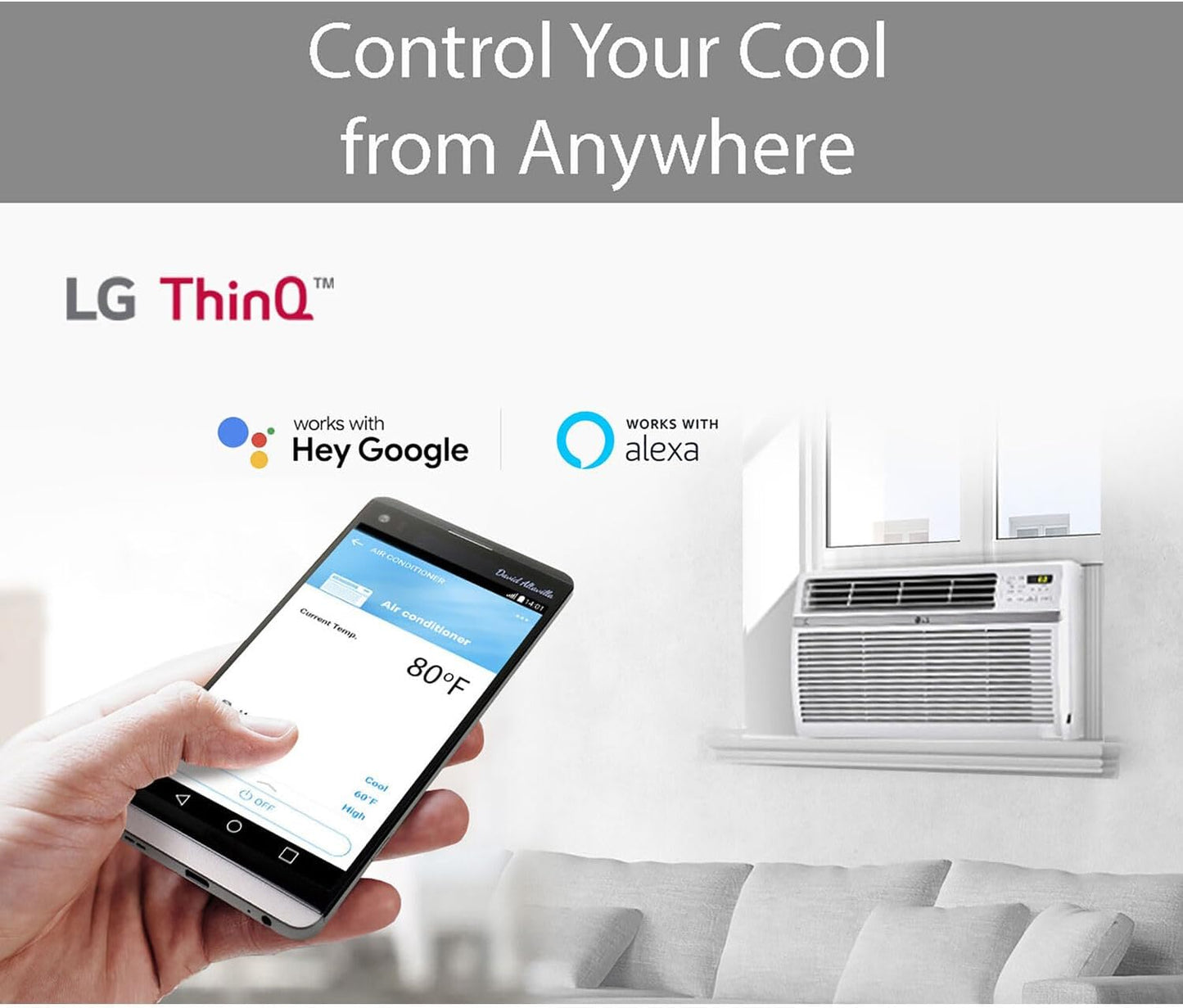 LG 14000 BTU Window Air Conditioners [2023 New] Remote Control WiFi Enabled App Ultra-Quite Washable Filter Cools 800Sq.Ft for Large Room AC Unit air conditioner Easy Install White LW1521ERSM1