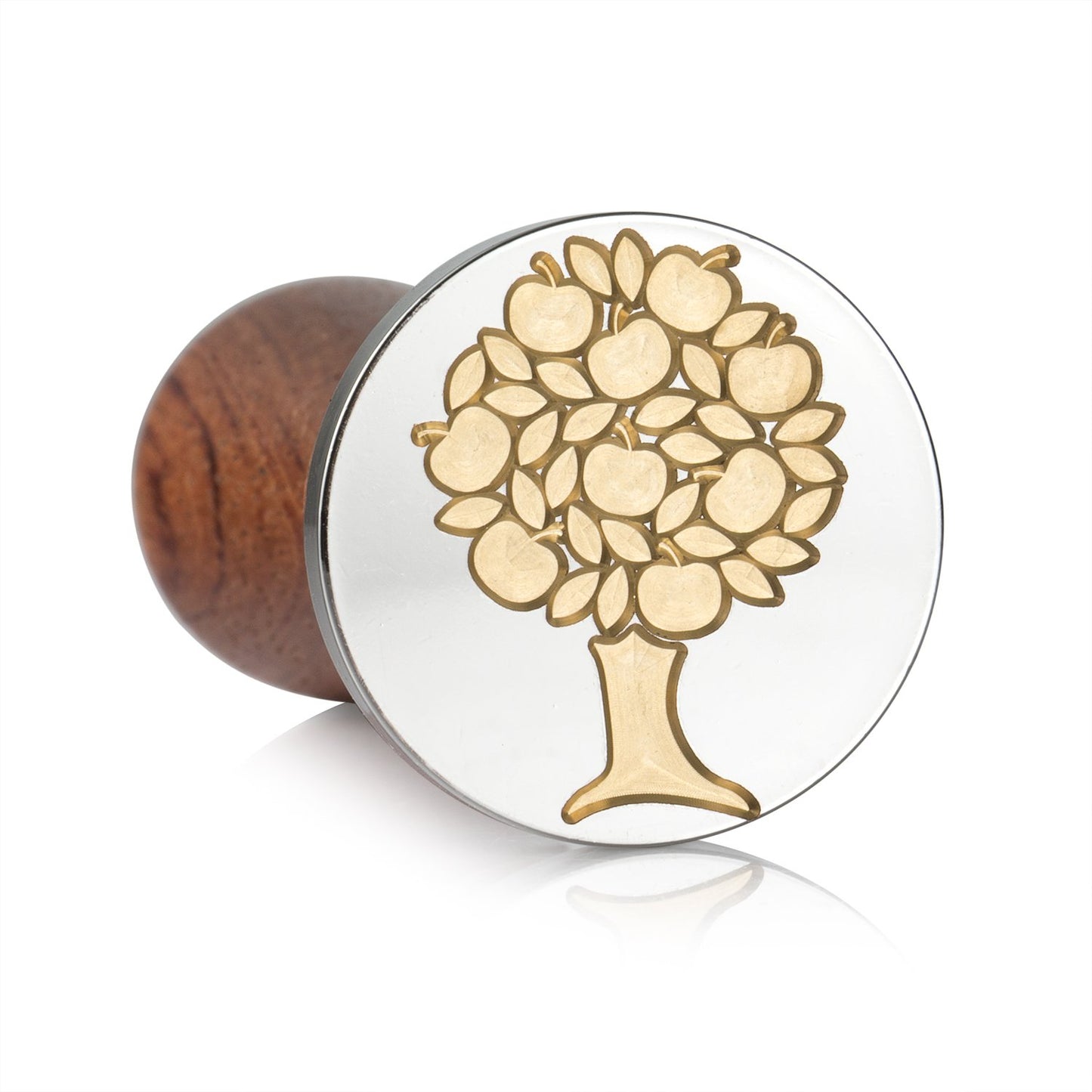 Mceal Wax Seal Stamp,Silver Brass Head with Rosewood Handle, 1.2"(30mm) Dia (Apple Tree)
