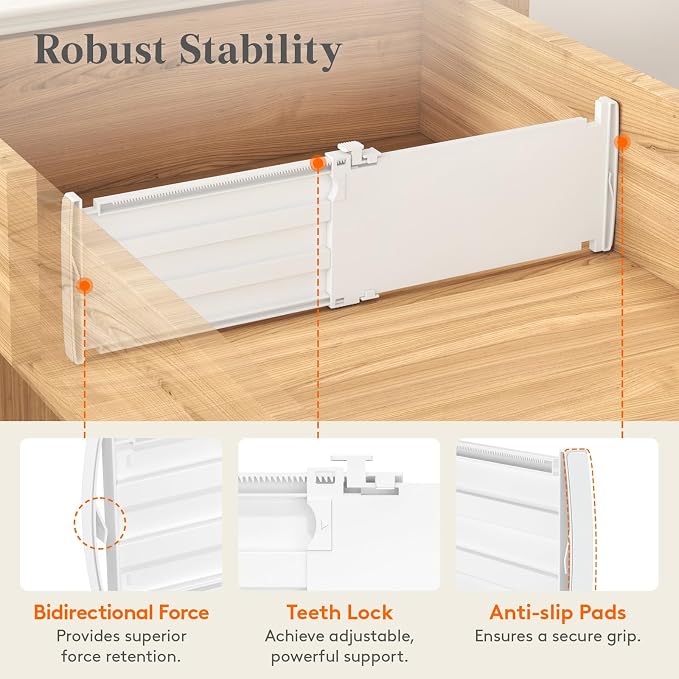 Lifewit 5" High 12 Pack Drawer Dividers, 11.5"-18.5" Adjustable Deep Drawer - Image 5