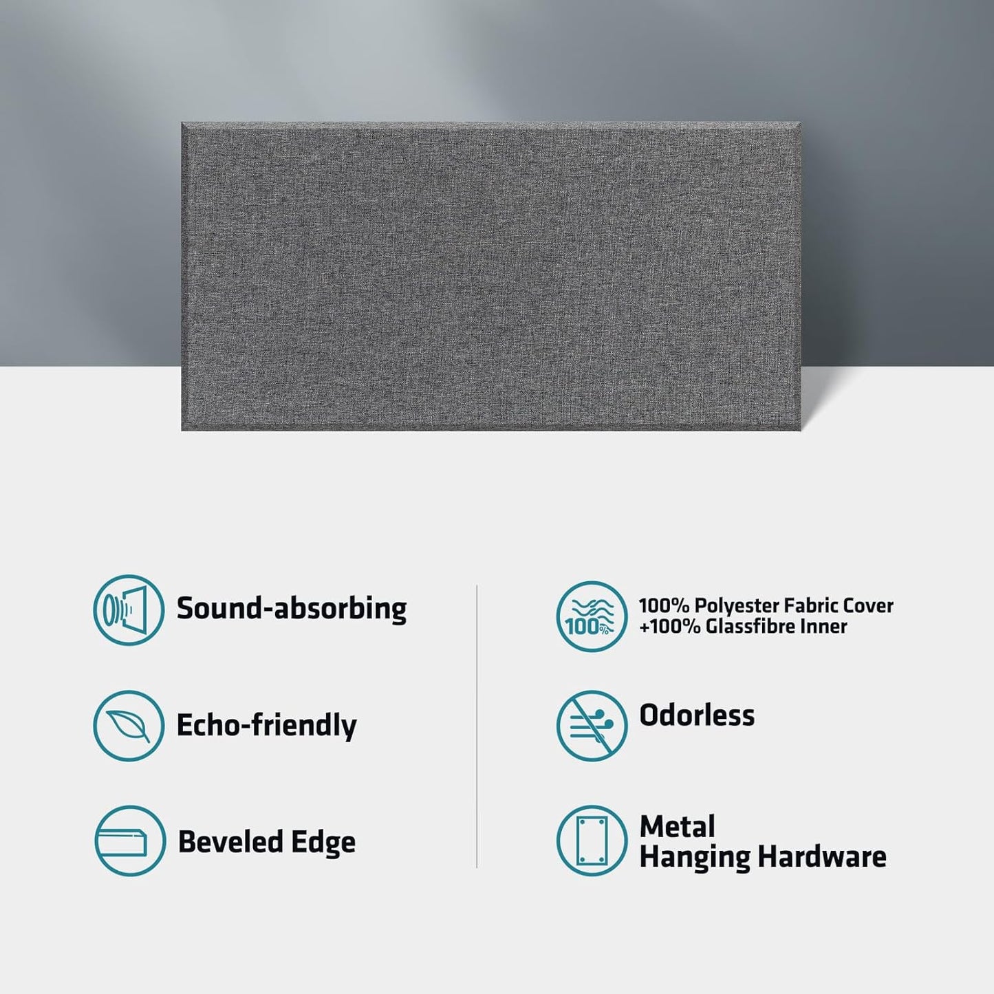 2” Thick Acoustic Panels with Hanging Hardware, 2 PCS 47.2” x 23.6” Fiberglass Sound Absorbing Panels for Home Theater Church Office Wall,Heather Grey