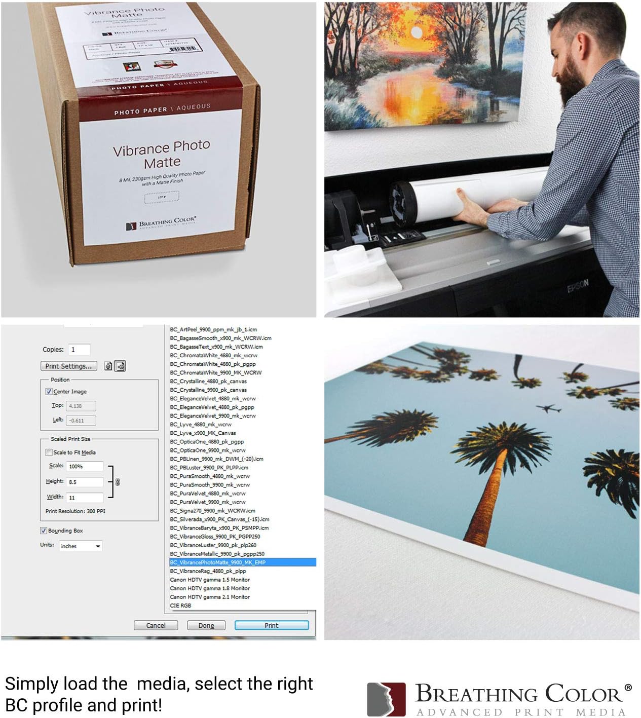 Vibrance Matte Photo Printer Paper 12 mil 230 gsm Matte Finish Premium Photo Paper Roll on 3in Core 44 inches x 100 ft Works with Most Inkjet Printer Professional Makes and Models Like Epson Canon HP