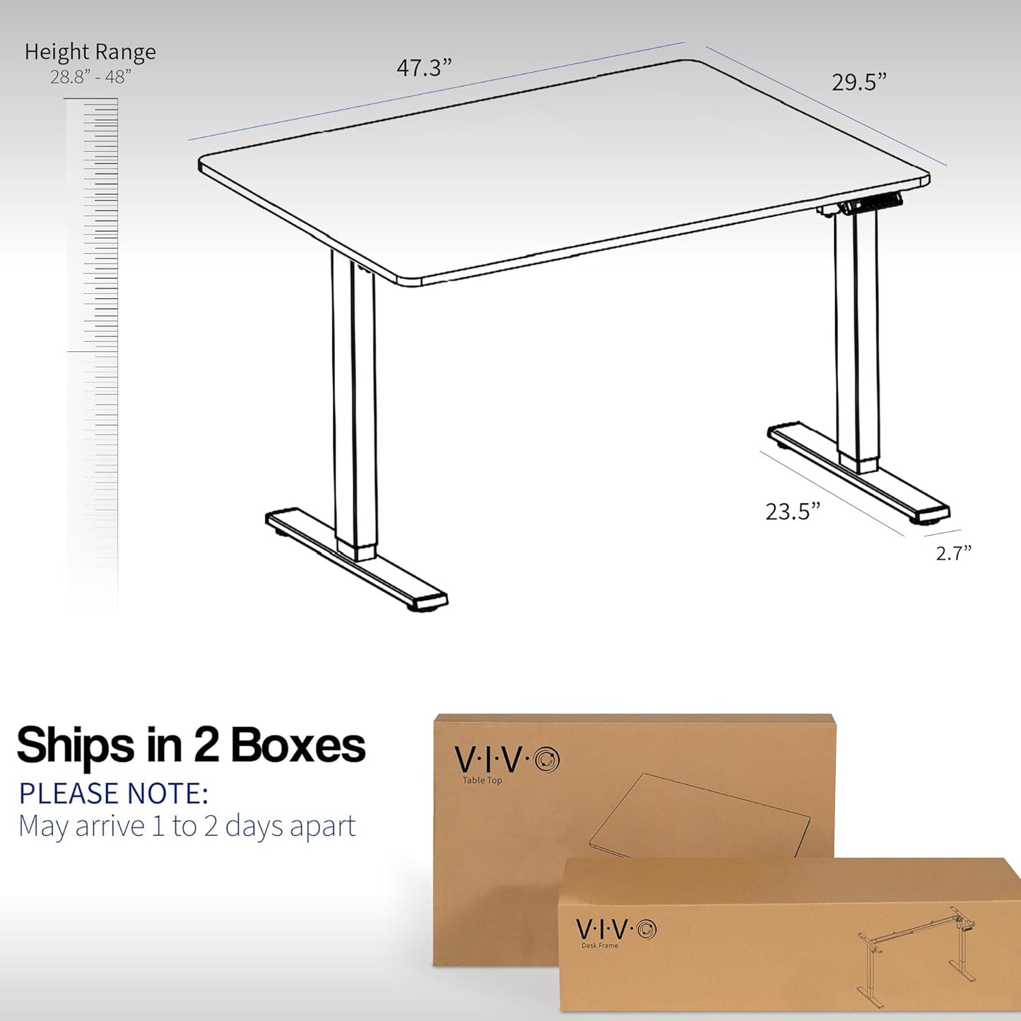 VIVO Electric 48 x 30 in Standing Desk, Memory Height Adjustment, 1B Series, One-Piece Light Wood Top, White Frame, DESK-KIT-1W5C