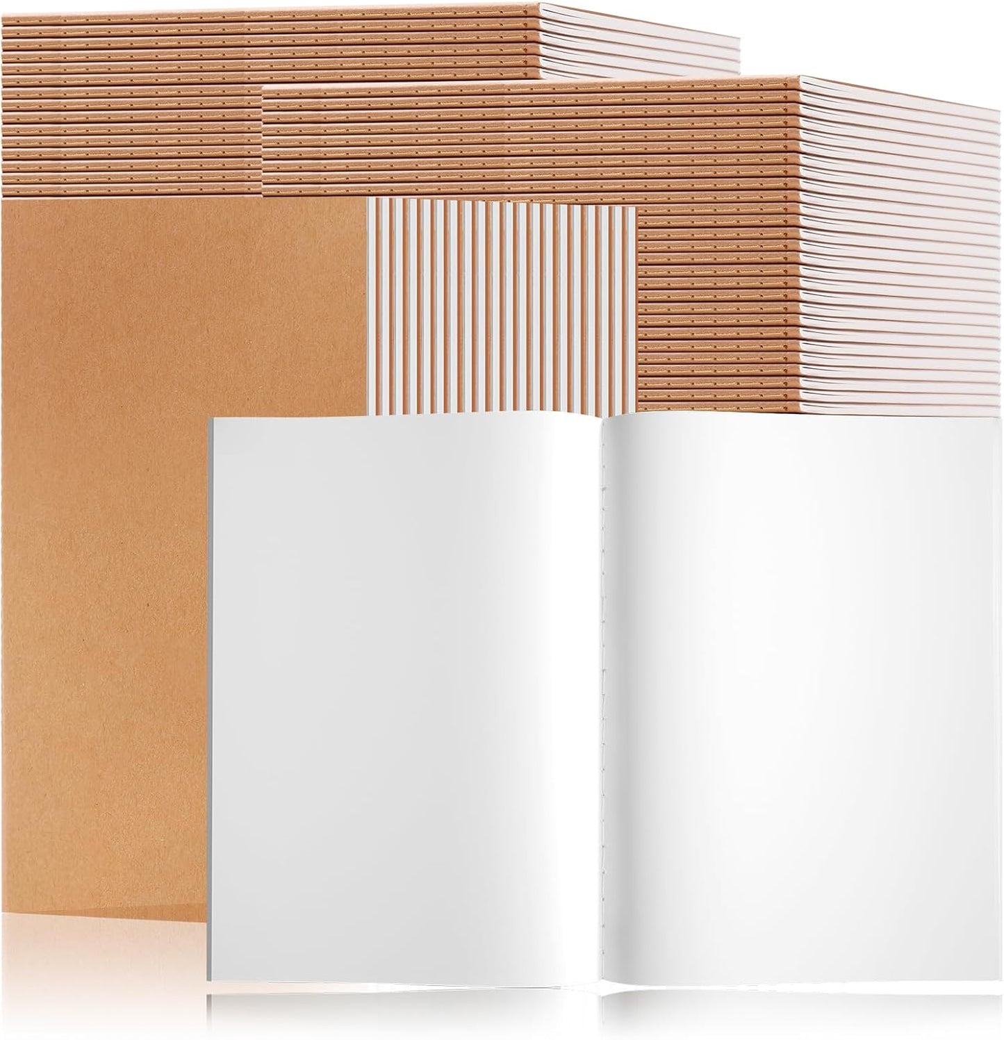 60 Pack A5 Unline Kraft Notebooks, 8.3x5.5inch Blank Journal Notebook Bulk for Drawing & Writing, Small Blank Paper Sketchbook Travel Journal Set for Adult, Paint Beginner and Student, 60 Pages