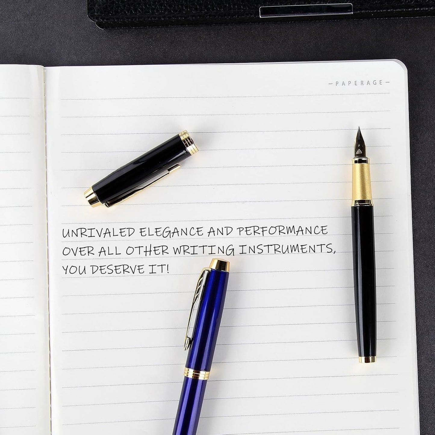 Fountain Pen, luxury pens Fine point smooth writing for journaling fancy pen with Gift Case 8 black ink cartridges an EF nib an ink converte nice pens writer gifts-Matte Black