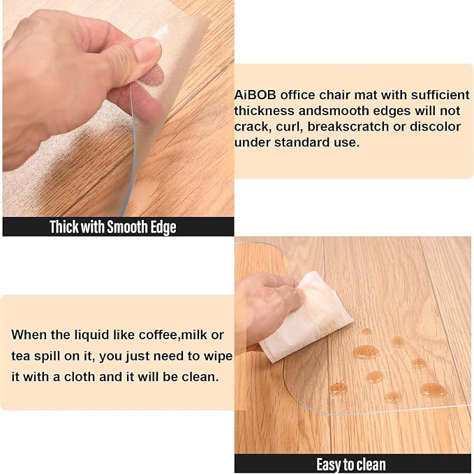 AiBOB Office Chair Mat for Hardwood Floor, 36 X 48 inches, Hard Floor Chair - Image 4