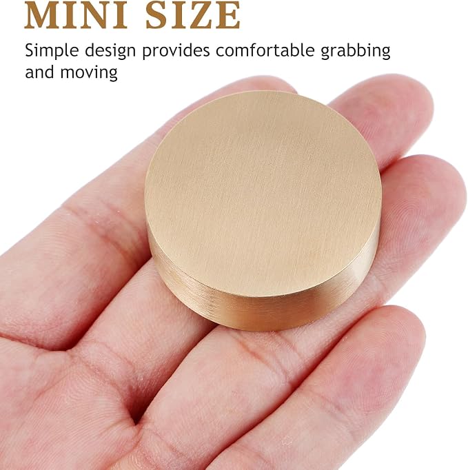 TEHAUX 4pcs Brass Paper Weight, 1.6 inch Small Round Block Paperweight - Image 4