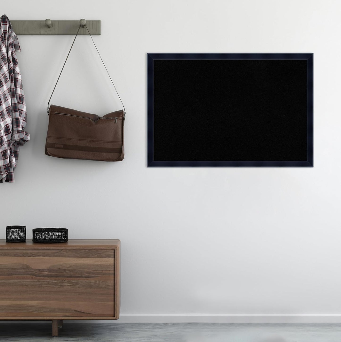 Amanti Art Black Cork Board for Wall, 26x38 Vision Board with Black Wood Frame, Large Corkboard Office Decor for Home Organization, Modern Corkboard Pinboard to Display Items for Home Organization in