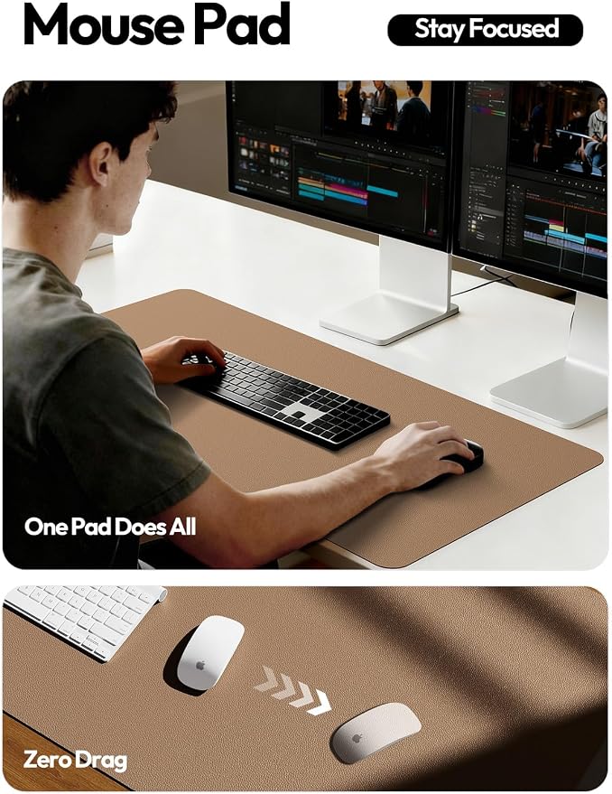 YSAGi Leather Desk Pad Protector, Office Mat, Large Mouse Pad, Non-Slip PU - Image 4