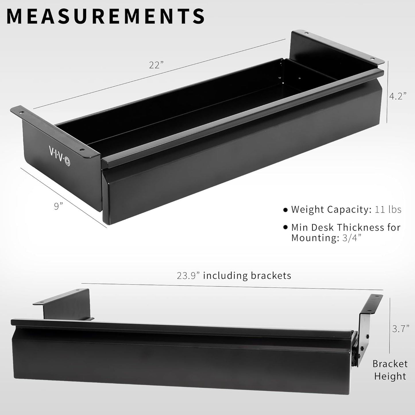 VIVO 22 inch Under Desk Slide Out Drawer Without Shell, Home Office Storage Organizer, Black, DESK-AC03A-22B
