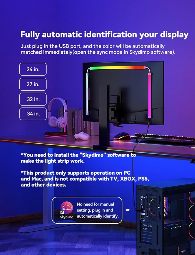 Monitor LED Backlights for PC & Mac, LED Strip Light Sync - Image 9