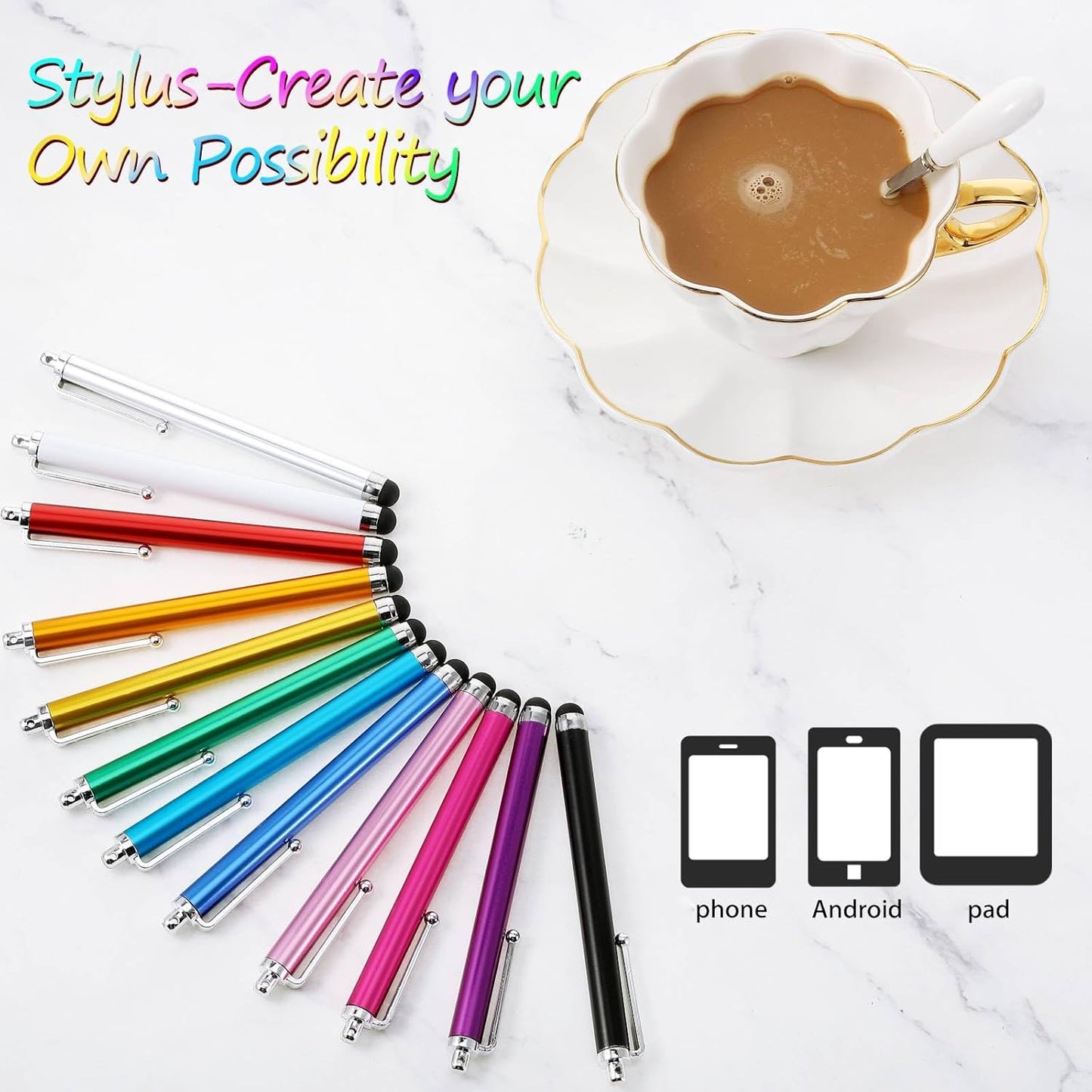 Outus 36 Pcs Stylus Pen for Universal Capacitive Touch Screens Devices, Stylus Pen Compatible with Tablet for Classroom Travel Olders Friendly(Multicolor)