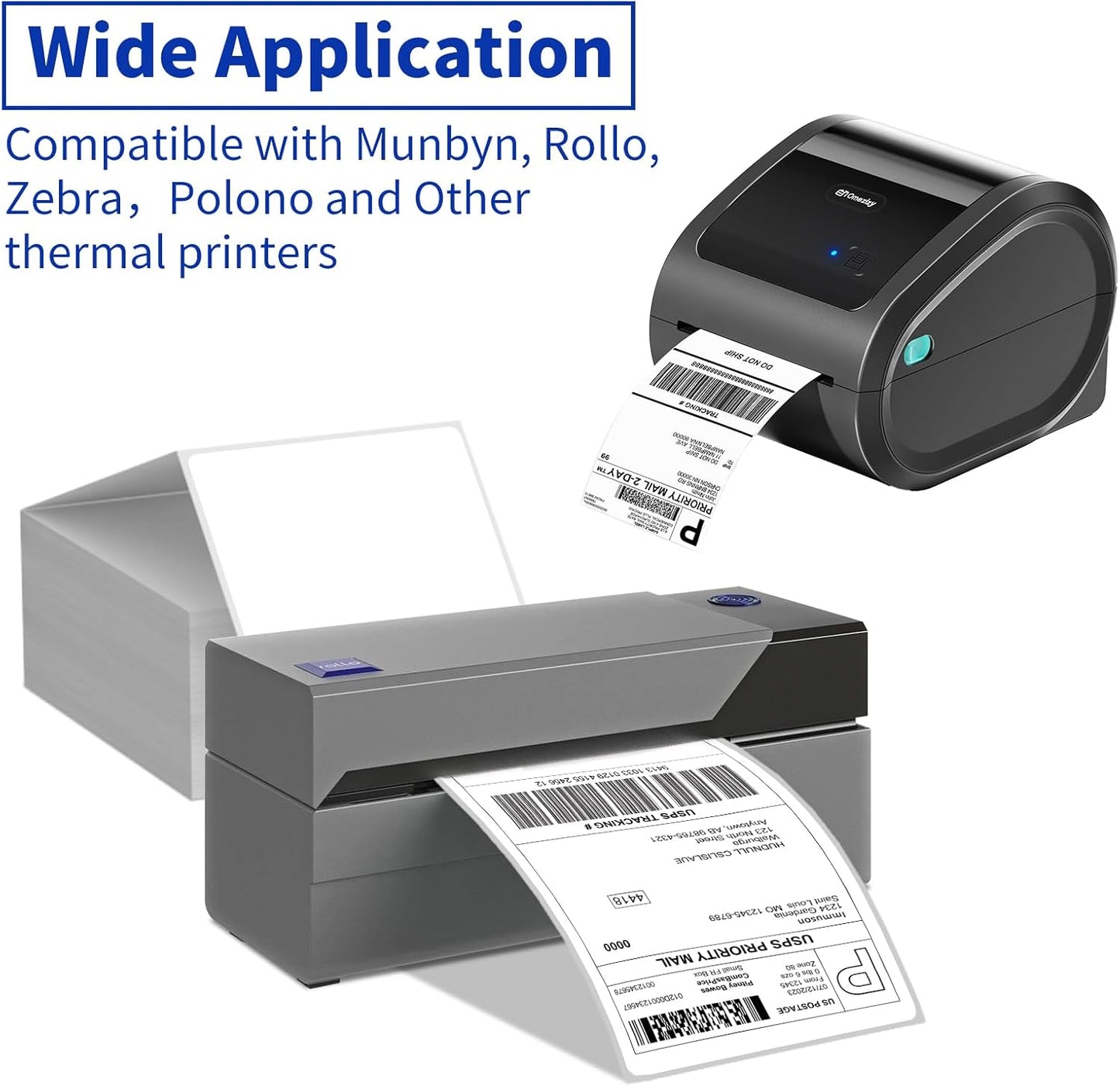 4" x 6" 1000 Labels Fanfold Direct Thermal Labels, White Perforated Shipping Labels with Perforated Line for Zebra & Rollo Printer,Thermal Printer Label Permanent Adhesive,1 Stack