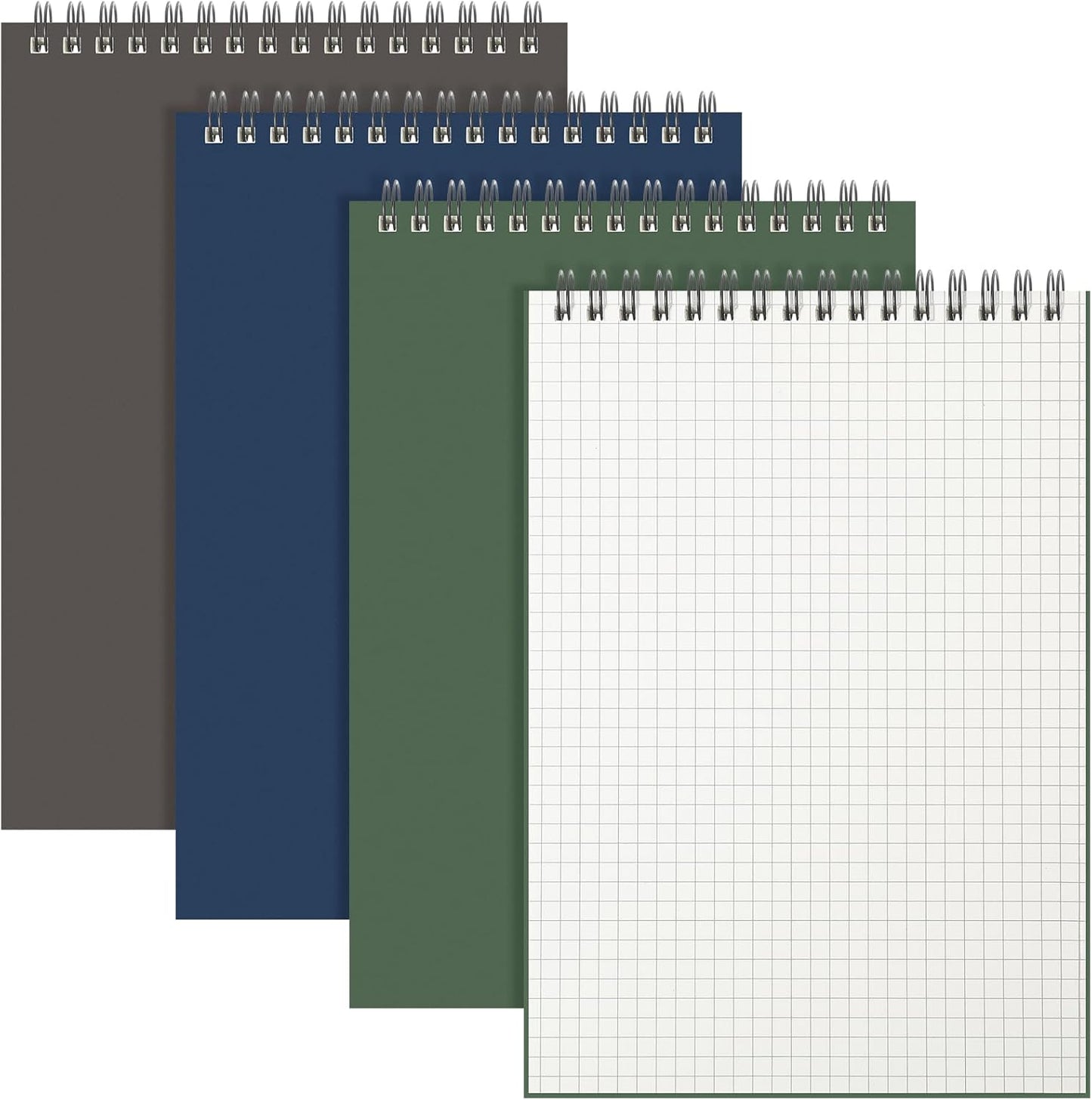 3 Pack Graph Paper Spiral Notepad A5 Top Wirebound Notepad Grid Notebook Steno Pads Memo Notebook Grid Paper 140 Pages for Writing Sketching Drawing Office Supplies (Dark Color)