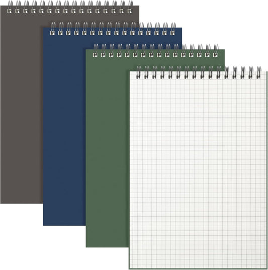 3 Pack Graph Paper Spiral Notepad A5 Top Wirebound Notepad Grid Notebook Steno Pads Memo Notebook Grid Paper 140 Pages for Writing Sketching Drawing Office Supplies (Dark Color)