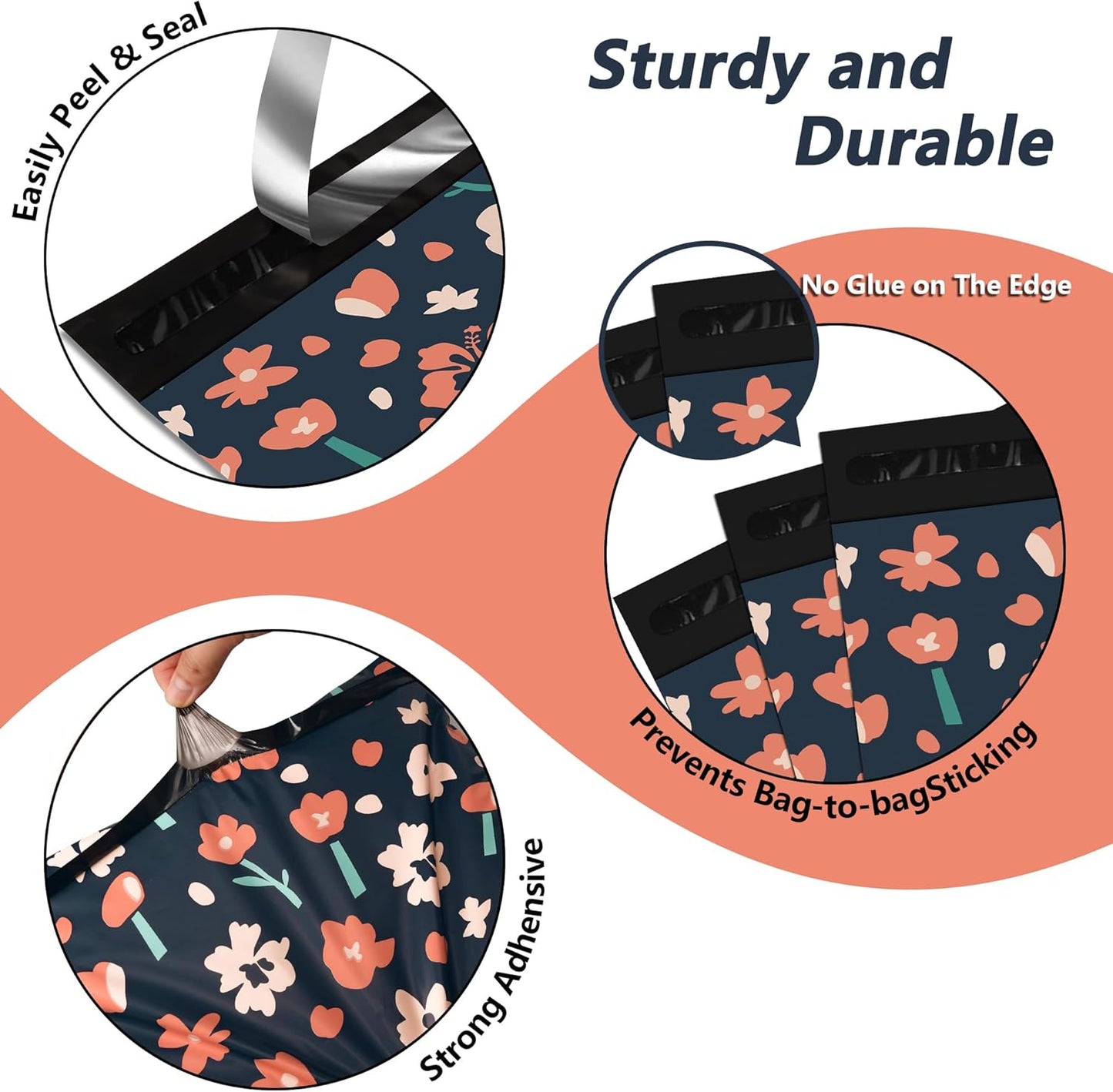 Poly Mailers 10x13 Inch 25 Pcs - Tulip printed Shipping Bags, 2.4mil Thickness, Waterproof and Tear Resistant Mailing Envelopes, Self-Sealing Packaging Bags for Small Business