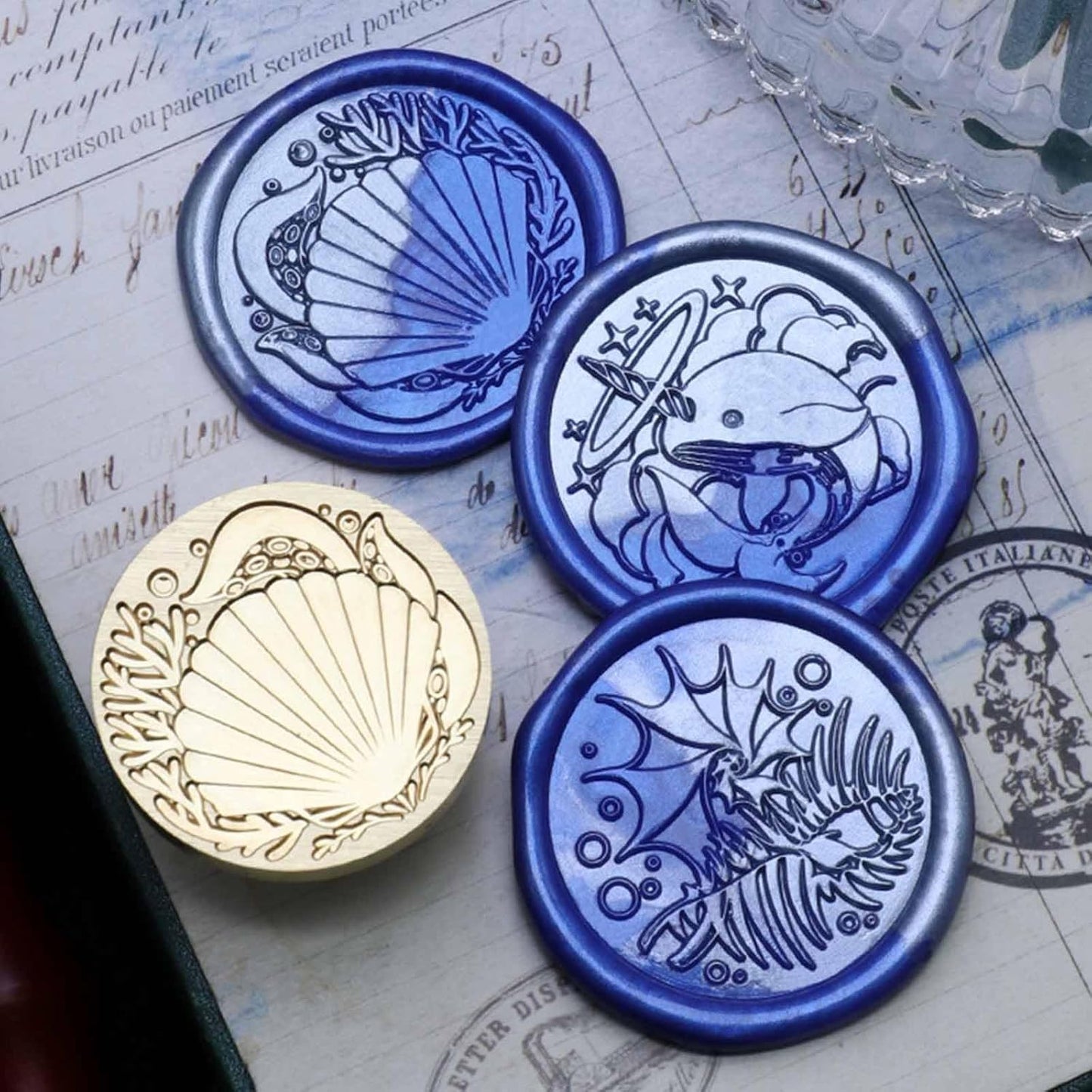 Sea Shell Wax Seal Stamp - Octopus Tentacle Brass Sealing Wax Stamp 1.18 Inch/30mm Marine Animals Wax Seal Head for Envelopes Letters Handicraft DIY and Creative Gifts