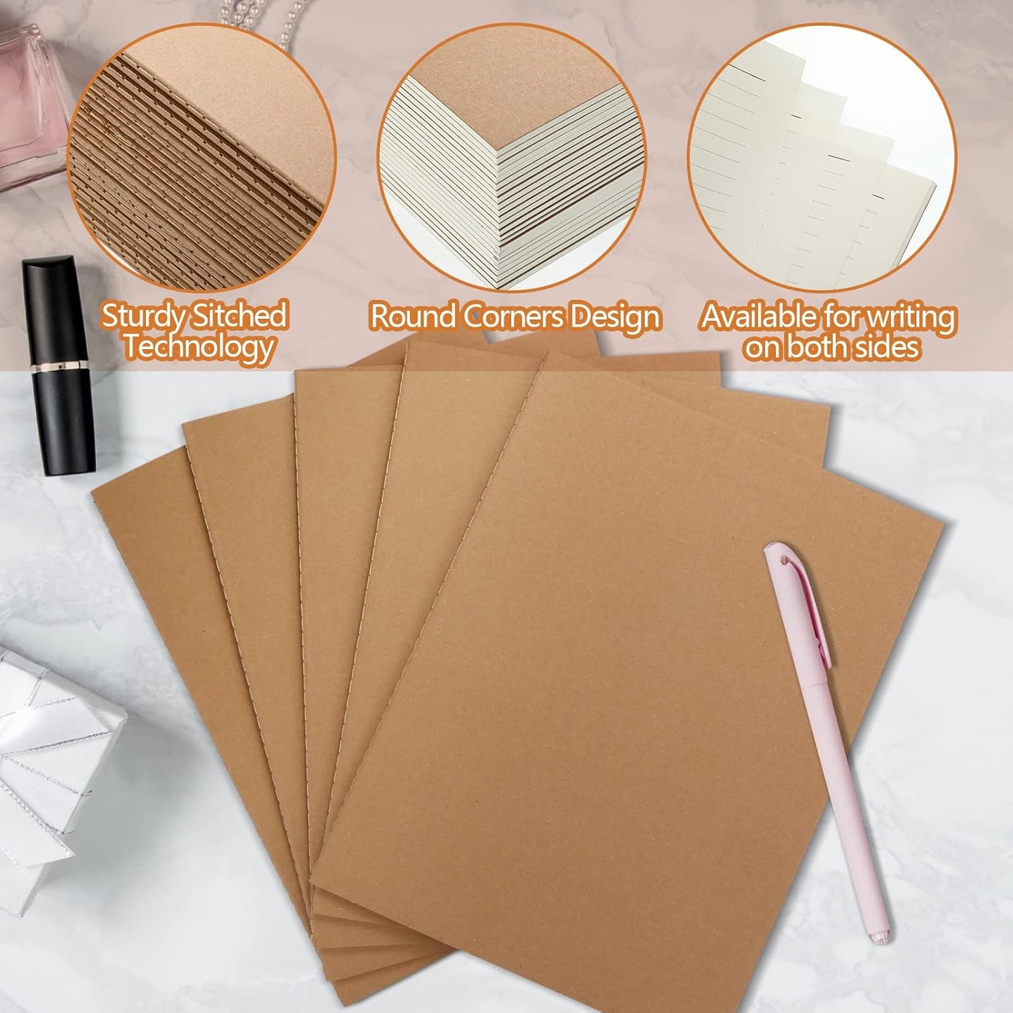 Lincia 36 Pack Large Kraft Notebooks Bulk, 8.5 x 11 Inch College Ruled A4 Subject Diary Journals Notebooks for Office Notes Writing Supplies, 60 Pages