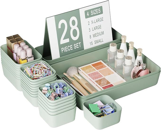 Drawer Organizers Bins 28 PCS for Bathroom Makeup Desk Office | by Homhut