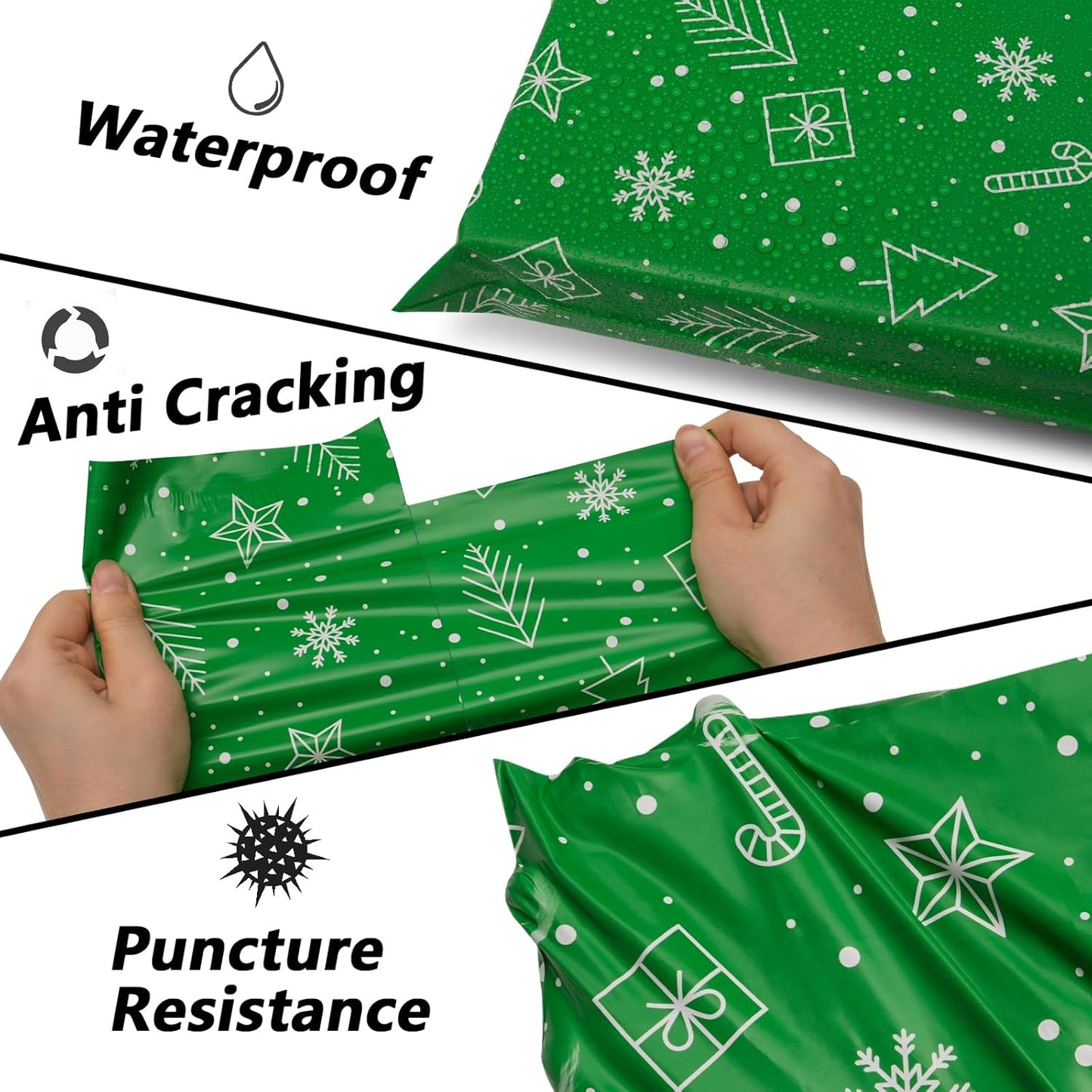 Poly Mailers 12x15.5 Inch 50 Pcs - Christmas printed Shipping Bags, 2.4mil Thickness, Waterproof and Tear Resistant Mailing Envelopes, Self-Sealing Packaging Bags for Small Business